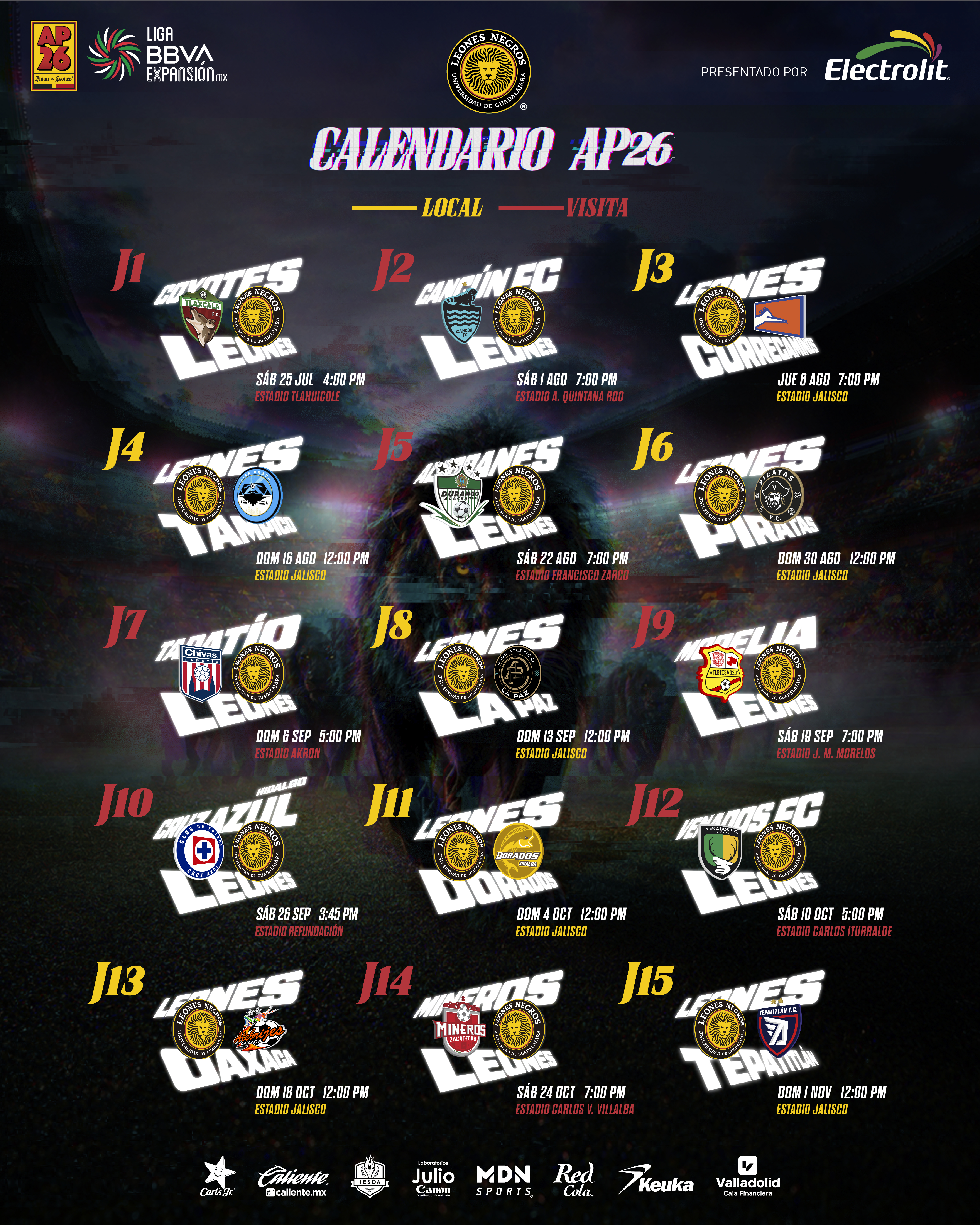 Calendario Leones Negros